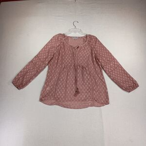 Daniel Rainn Top Womens L Sheer Peasant Cottagecore Piratecore Geometric Tassels